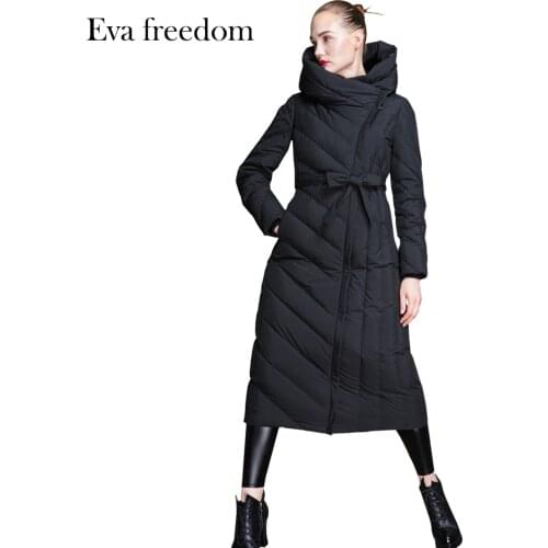 Eva Freedom Jacket Ladies 2020 Hooded Fashion Classic New Style 90% White Duck Down Thick Warm Plus Size Long Down Jacket Women