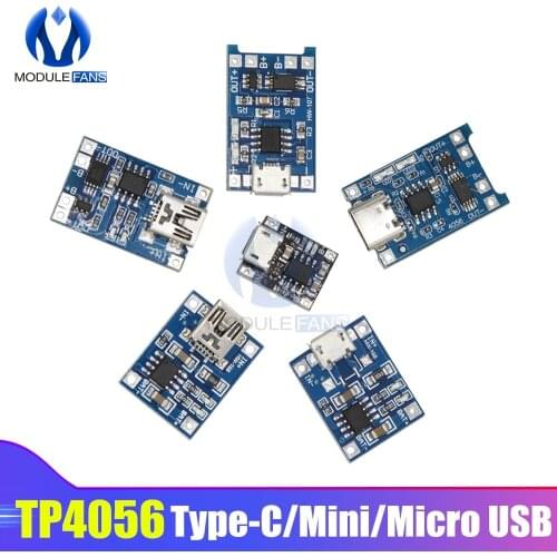 TP4056 Type-c/Micro/Mini USB 5V 1A 18650 Lithium Battery Charger Module Charging Board Dual Functions Li-ion TC4056A TC4056