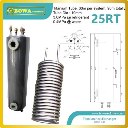 25RT Titanium heat exchanger has super strong corrosion proof ability and high intensity for mariculture , seafood refrigeration