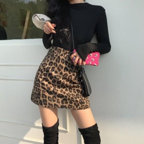High Waist All-match Retro Sexy Pencil Tight Hip Mini Suit All Season Casual Snake Skirt Korean Womens Leopard Print Skirt