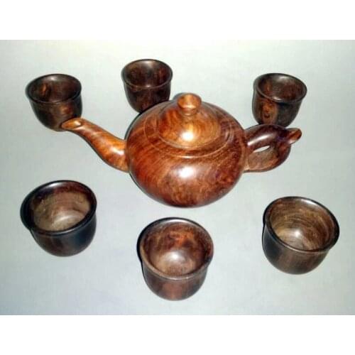 Top quality Natural Loas Siam wood china teapot with 6pcs cups valuable decoration and collections gift