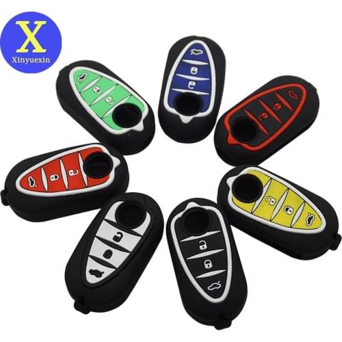 Xinyuexin Car Key Button Pad for Alfa Mito Giulietta GT 4C Accessories 3 Buttons Remote Key Shell Fob Cover Case Pad Replacement