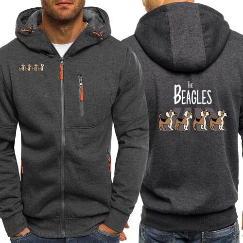 The Beagles Cartoon Dogs Funny Streetwear Male Hip Hop Fashion Hoodie 2020 Autumn Zipper Hooded Harajuku Casual Men Hoodies