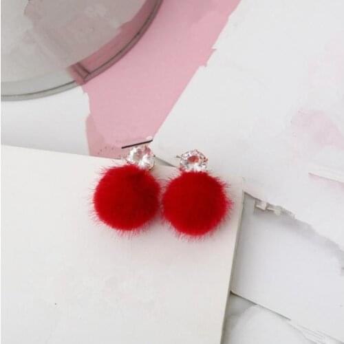 YLWHJJ brand new Temperament short earrings personality wild zircon earrings simple hairy ball earrings earrings women
