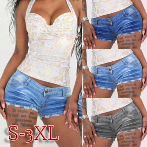 Women Summer Denim Shorts Ripped Hole Push Up Stretch Jeans Shorts Ladies Casual Skinny Short Pants S-3XL