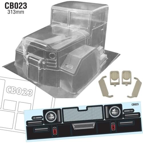 1/10 Crawler Truck Clear Body + Lights Lamp + Rear View Mirror For Radio Control Toys 4X4 Half Cars SCX10 RC4WD D90 TRX-4 TF2