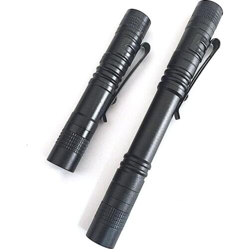 1 pc Mini portable Small pen holder Led Flashlight Night Walking lighting work Torch AAA Aluminum alloy Waterproof Flashlight