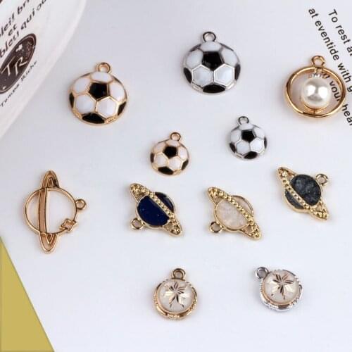 10pcs/lot football Pearlescent satellite enamel charm Hair accessories Diy earring pendants jewelry accessories