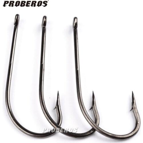 100pcs/lot Fishing Hook Stainless Steel Jig Big Fishing Hooks Black Treble Hooks Free Shipping
