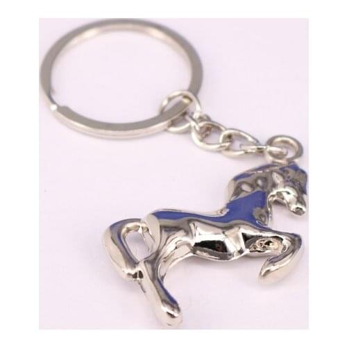 100pcs/lot High Qulity Creative Classic Metal horse Keychain Key Chain Ring Key Fob 3D Pendant keychain