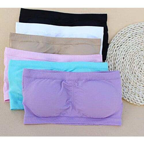 3pcs/set women tube tops classical black white nude nylon good elastic bra crop tops seamless removable pads