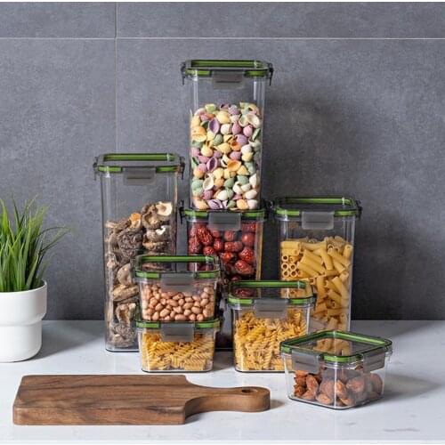 460ml/700ml/950ml/1400ml/1900ml Stackable Cereals Sealed Storage Tank Pet Dried Frui Transparent Sealed Cans Kitchen Tool