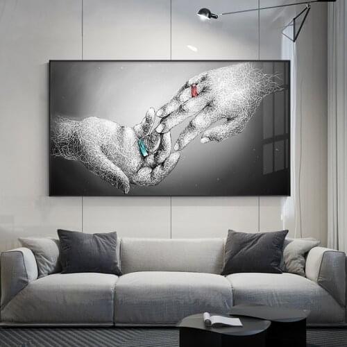 Abstract Oil Paintings on Canvas Kiss Lover and Hand In Hand Posters and Prints Cuadros Pictures for Living Room Decoration