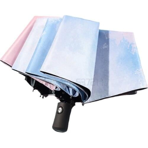 Full automatic folding umbrella dual-purpose sun umbrella sunscreen anti ultraviolet retro umbrella