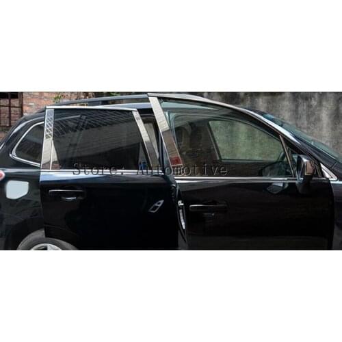 For Subaru Outback 2015 2016 2017 10pcs Chrome Stainless Steel Window Pillar Post Cover Trim Car Styling Accessory Protector