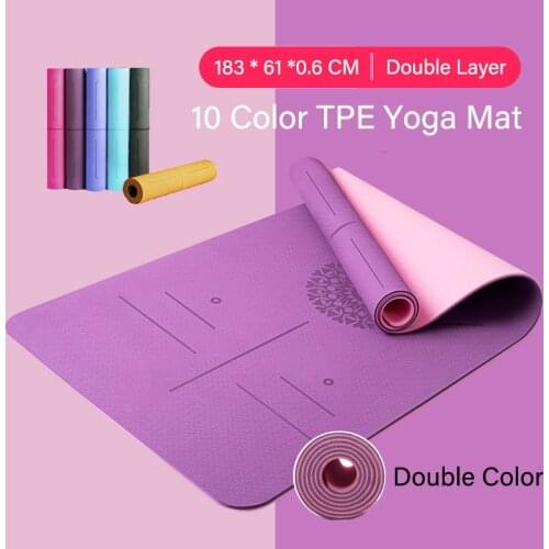 TPE Yoga 6mm Double Sided Mat Non-Slip Sport Carpet Pad With Position Line For Fitness Gymnastics and Pilates Woman Yoga Mat