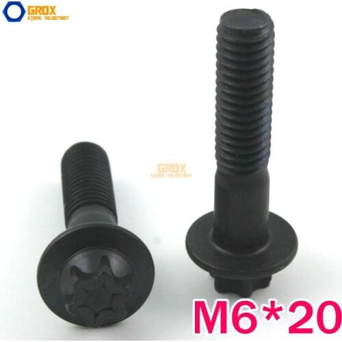 30 Pieces M6*20mm 12.9 Grade Hex Head Torx Screw Flange Bolt Half Thread