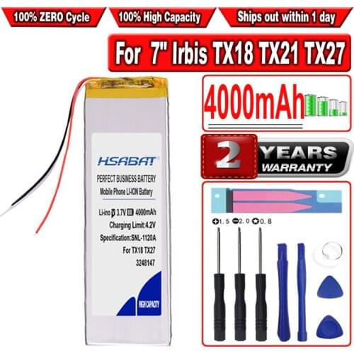 HSABAT 4000mAh 3248147 Battery for 7" Irbis TX18 TX21 TX27 TX69 TX71 TX77 TX50 TX55 3G DIGMA Optima 7.5 3G