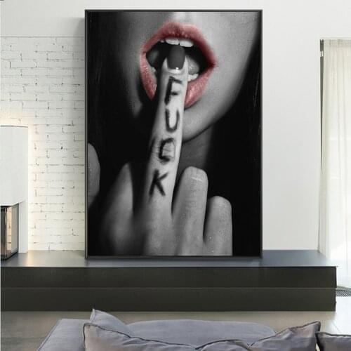 Sexy Lips With Finger Canvas Paintings On The Wall Art Posters And Prints Black And Withe Wall Pictures Home Decoration Cuadros