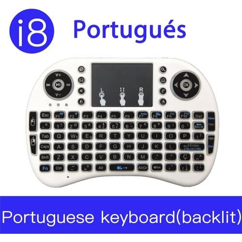 Color Backlit Mini keyboard Portuguese Language Air Mouse 2.4ghz Wireless Keyboard For Android Smart TV and Windows Computer
