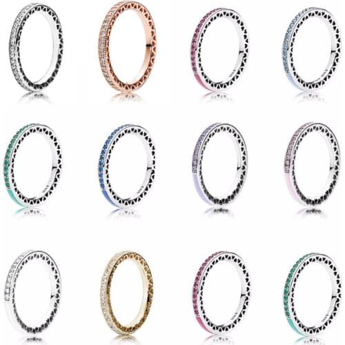 NEW 925 Sterling Silver & 14 Gold Color Pan Rings For Women Jewelry Rose Gold Drops of oil Fashion diy Wedding Ring