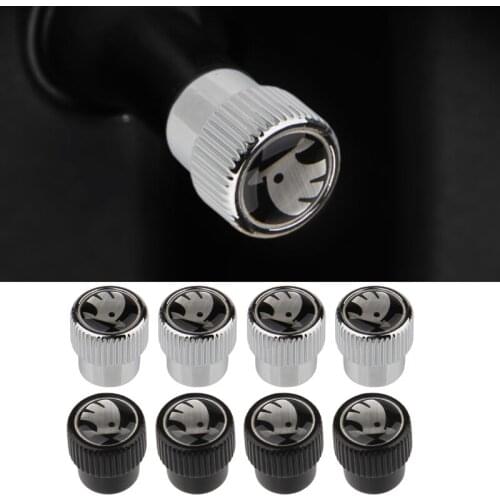 Car Logo Valve Caps for Skoda Rapid Yeti Karoq Octavia Fabia Kodiaq Citigo Felicia Kamiq Kodiak Scala Superb Wheel Stems Covers