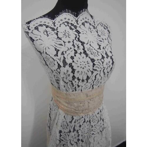 LASUI 1piece=1lot Good quality black and white Cord Lace Eyelash French Fabric Beautiful flowers Lace For Wedding Dress C0169