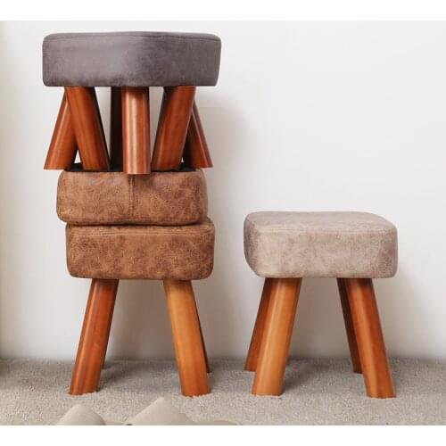 Small family stool wooden square fashion creative adult living room childrens sofa tea table stool pouf ottoman kids furniture