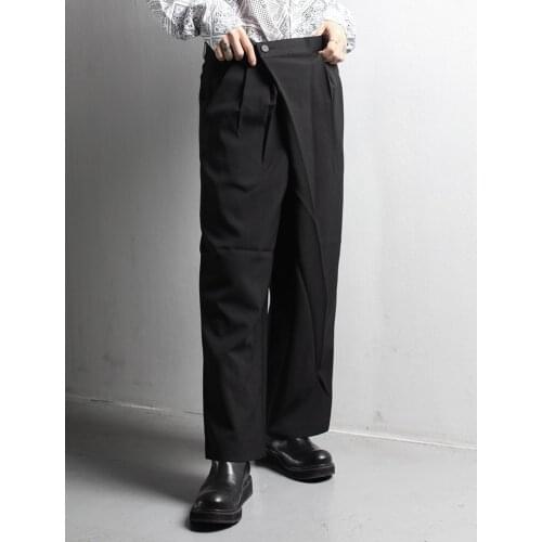 Mens pants new trend hip hop business casual casual pants cross legged wide leg pants personality straight mens pants