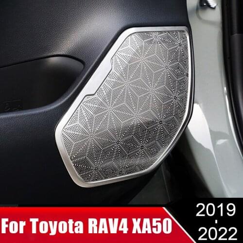 Car Audio Trim Cover Interior Door Speaker Stereo Sound Frame Case For Toyota RAV4 2019 2020 2021 XA50 Decoration Accessories