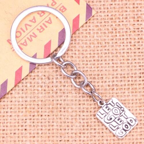 20pcs New Fashion Keychain 20x12mm let go let god Pendants DIY Men Jewelry Car Key Chain Ring Holder Souvenir For Gift