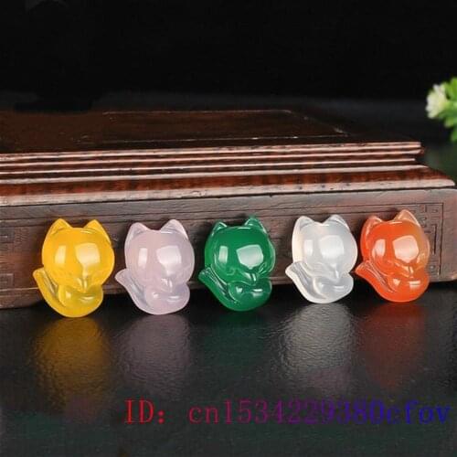 Jade Fox Pendant Charm Natural Gifts Carved Chalcedony Fashion Necklace Women Jewelry