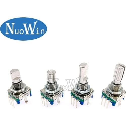 10PCS Half / Plum axis rotary encoder handle length 15mm / 20mm code switch EC11 digital potentiometer with switch 5Pin