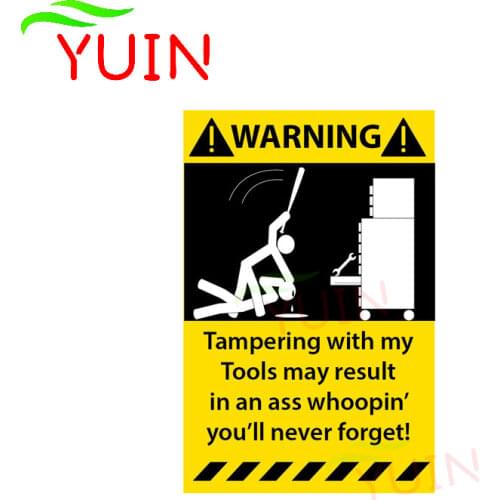 Warning Decals Tampering With My Toolbox Car Sticker Fashion Cars Accessories PVC Decorative Waterproof Sunscreen Decal 10*6cm