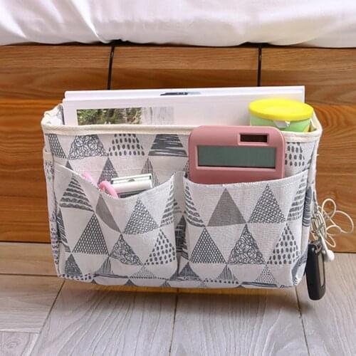 Bedside Hanging Pocket Storage Bag Bedroom Magazines Storage Pouch Fabric Hanging Storage Bags Pockets Bed Holder Home Organizer