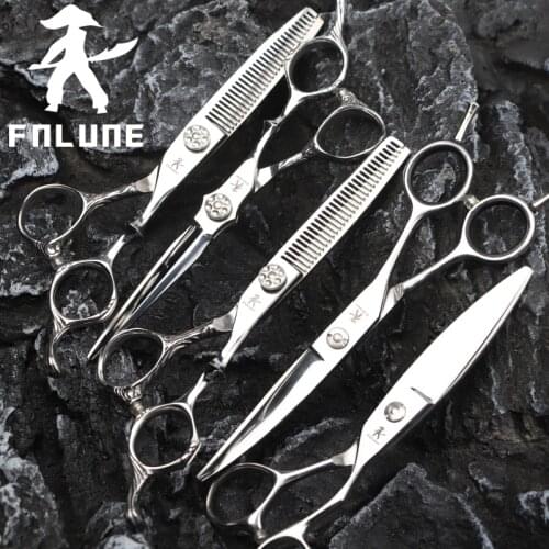 FnLune 6.0 Japan Steel Professional Hair Salon Scissors Cut Barber Accessories Haircut Thinning Shear Hairdressing Tool Scissors