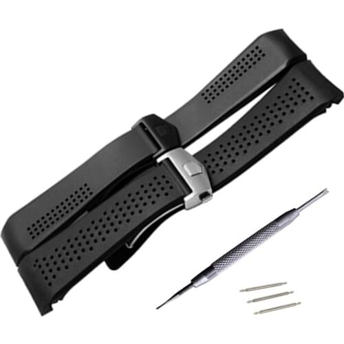 20mm 22mm 24mmm For TAG Top Rubber Silica Gel Watch Bands Strap Watchband Fold Butterfly Stainless Steel Clasp