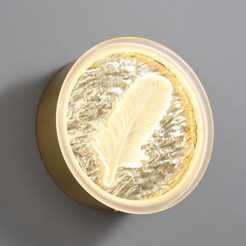 Feather embossed luxury metal wall lamp bedside living room creative simple personality hotel decoration designer