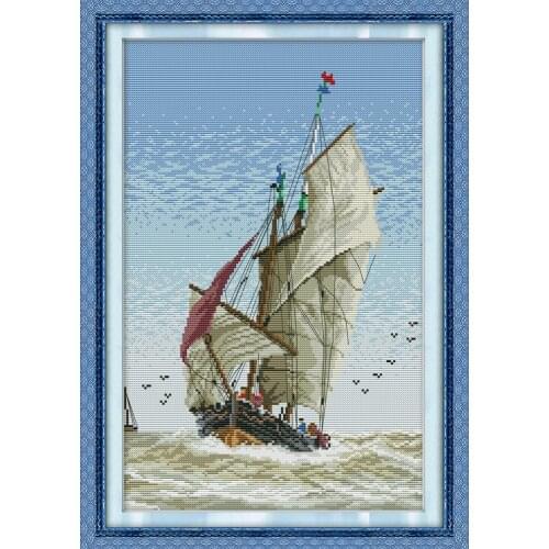 Brave the wind and the waves Christmas boots cross stitch kit aida 14ct 11ct count print canvas stitches embroidery DIY handmade