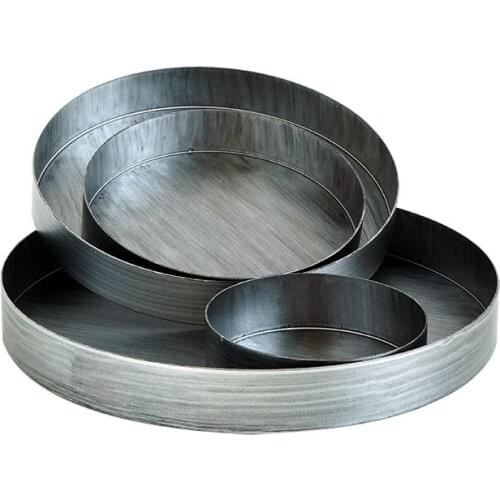 Silver Round storage plate make old silver disc cosmetics decoration props table decoration tray