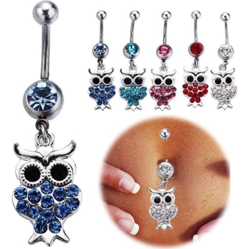 1PC Surgical Steel Piercings Ombligo Boho Owl Navel Piercings Belly Button Piercing Dangle Earrings Belly Bar Sexy Body Jewelry
