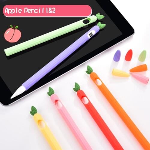 Cute Cartoon Fruits Vegetables Silicone S-Pen Protector Case For Apple iPad Pencil 2 Case Cover