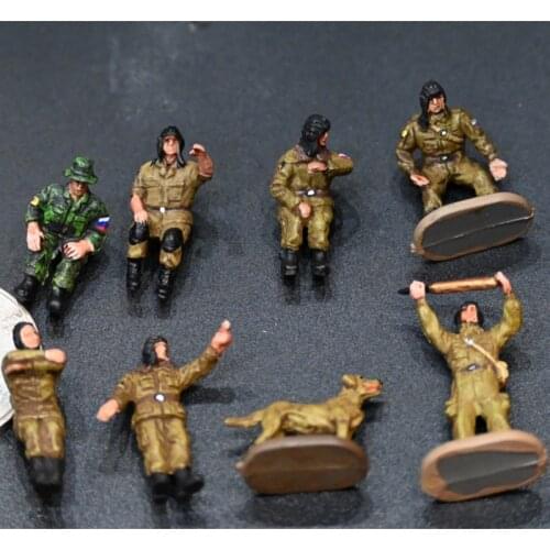 Super mini PVC figure Doll model toy 1 / 72 modern Russian armored force, 7 men and 1 dog 8pcs/set