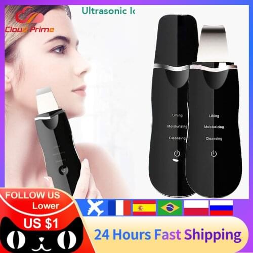 Ultrasonic Skin Scrubber Deep Cleaning Face Scrubber Vibrating Facial Cleansing Skin Spatula Peeling Beauty Instrument Device