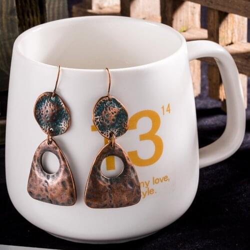 Vintage Jewelry Women New Retro Copper Pendants Long Drop Earrings Factory Wholesale