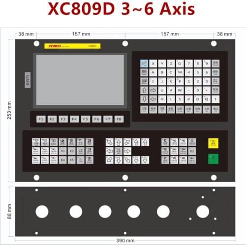 XC809D 3~6 Axis USB CNC Control System Controller Support FANUC G-code Offline Milling Boring Tapping Drilling Feeding
