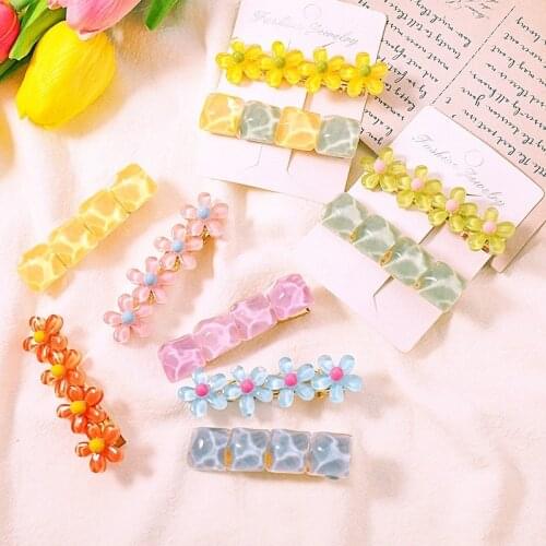 Shining Crystal Hair Clip Acrylic Hair Clips Water Ripple Barrette Geometric Flower Hair Clips Women Hairpins Hair Accessorie
