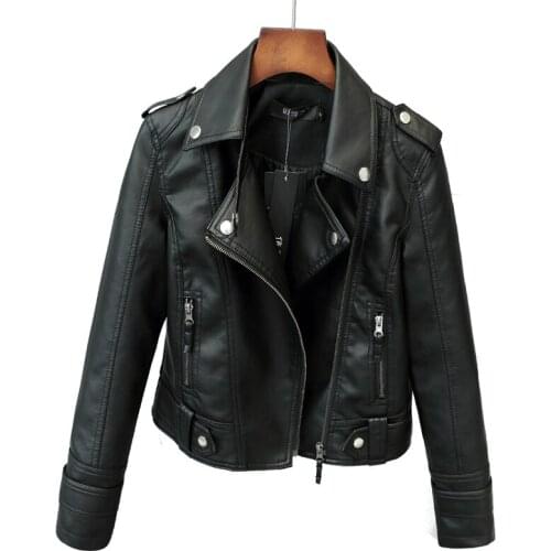 2022 New Spring Autumn Women Short Faux PU Jacket Slim Fashion Punk Outwear Motorcycle Leather Jacket Casual Coat