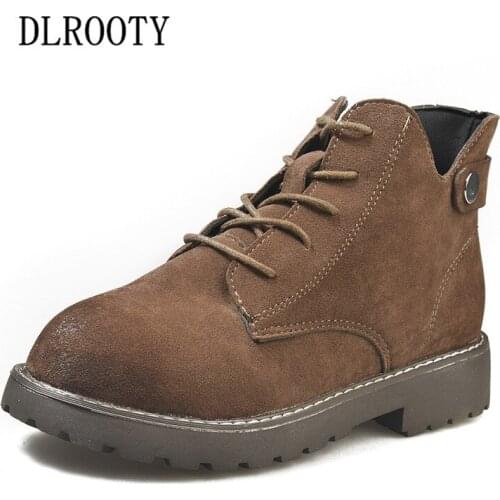 Women Ankle Martin Boots 2018 Autumn Female Casual Shoes Woman Flat Fashion Platform Round Toe Lace Up Solid Comfortable