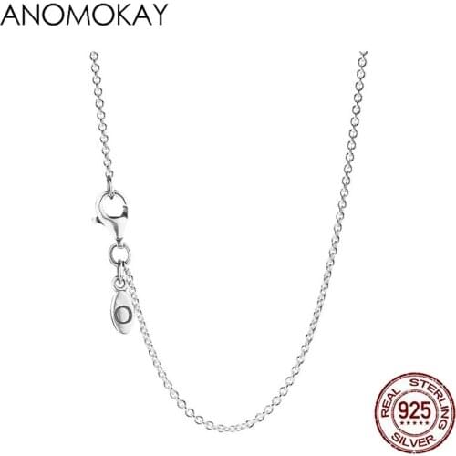 Anomokay Dropshipping HOT 100% Original Sterling 925 Necklace for Women Girl Birthday Gift Classic S925 Silver Jewelry Necklace